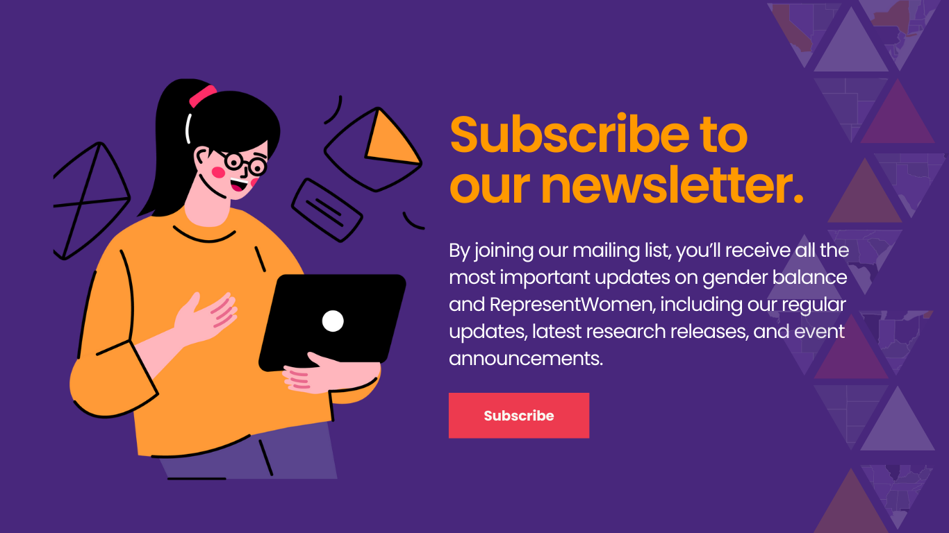 Graphic of a woman holding a computer with email sign up information next to it