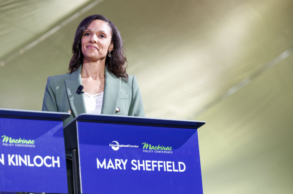 Detroit City Council President Mary Sheffield participates in a debate with candidates for mayor of Detroit. 