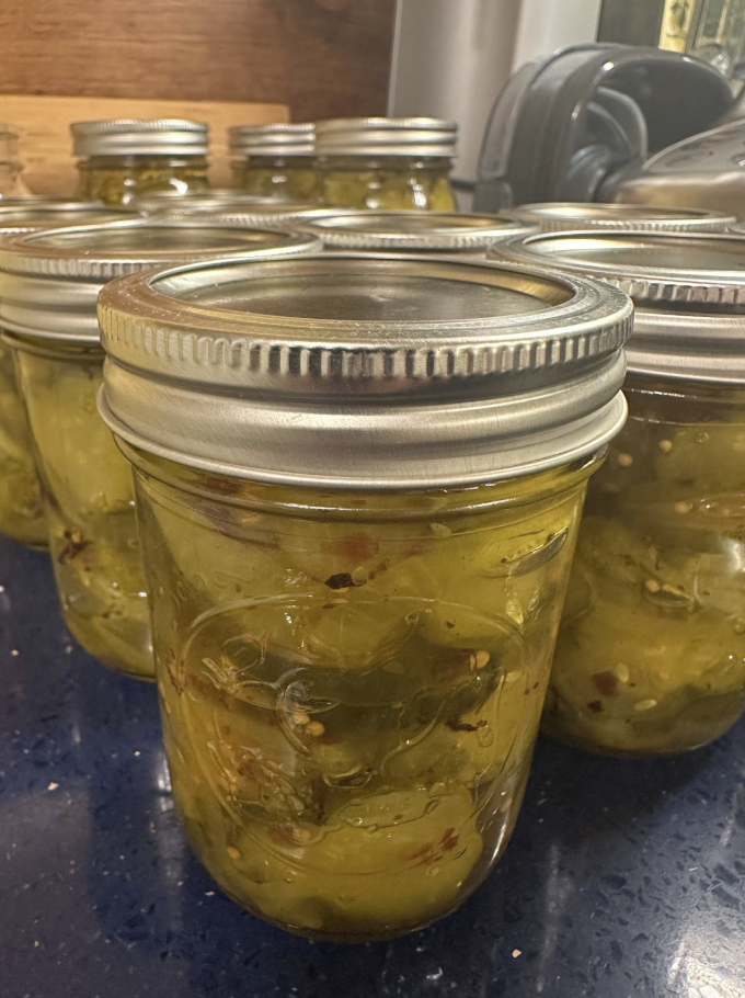 Mason jars with pickles 