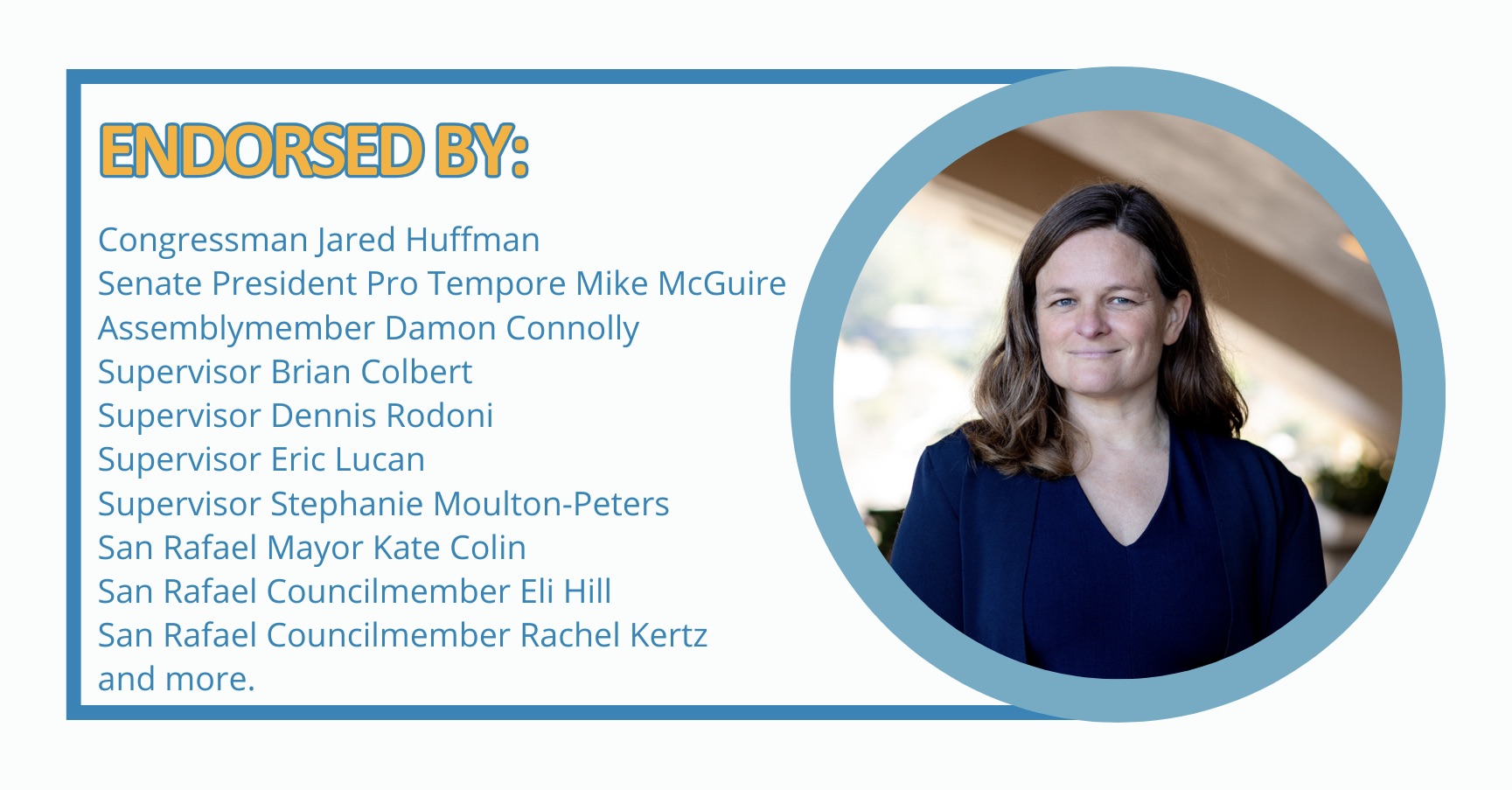 endorsed by list with Mary's headshot