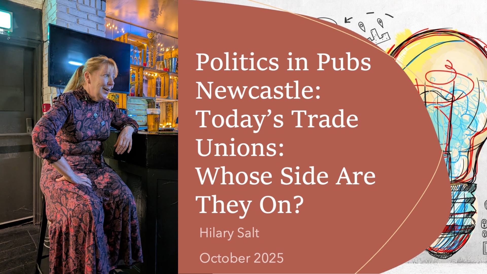 Hilary Salt flyer for Politics in Pubs event in Newcastle 