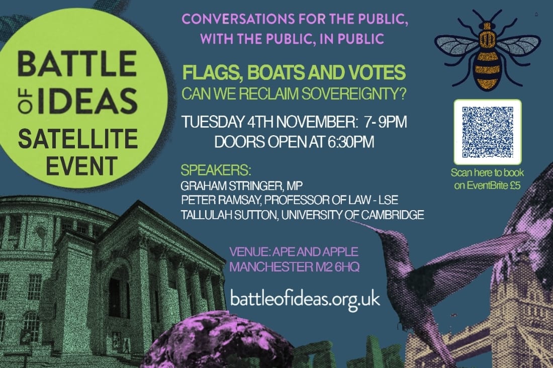 Flyer for Battle of Ideas satellite event in Manchester 