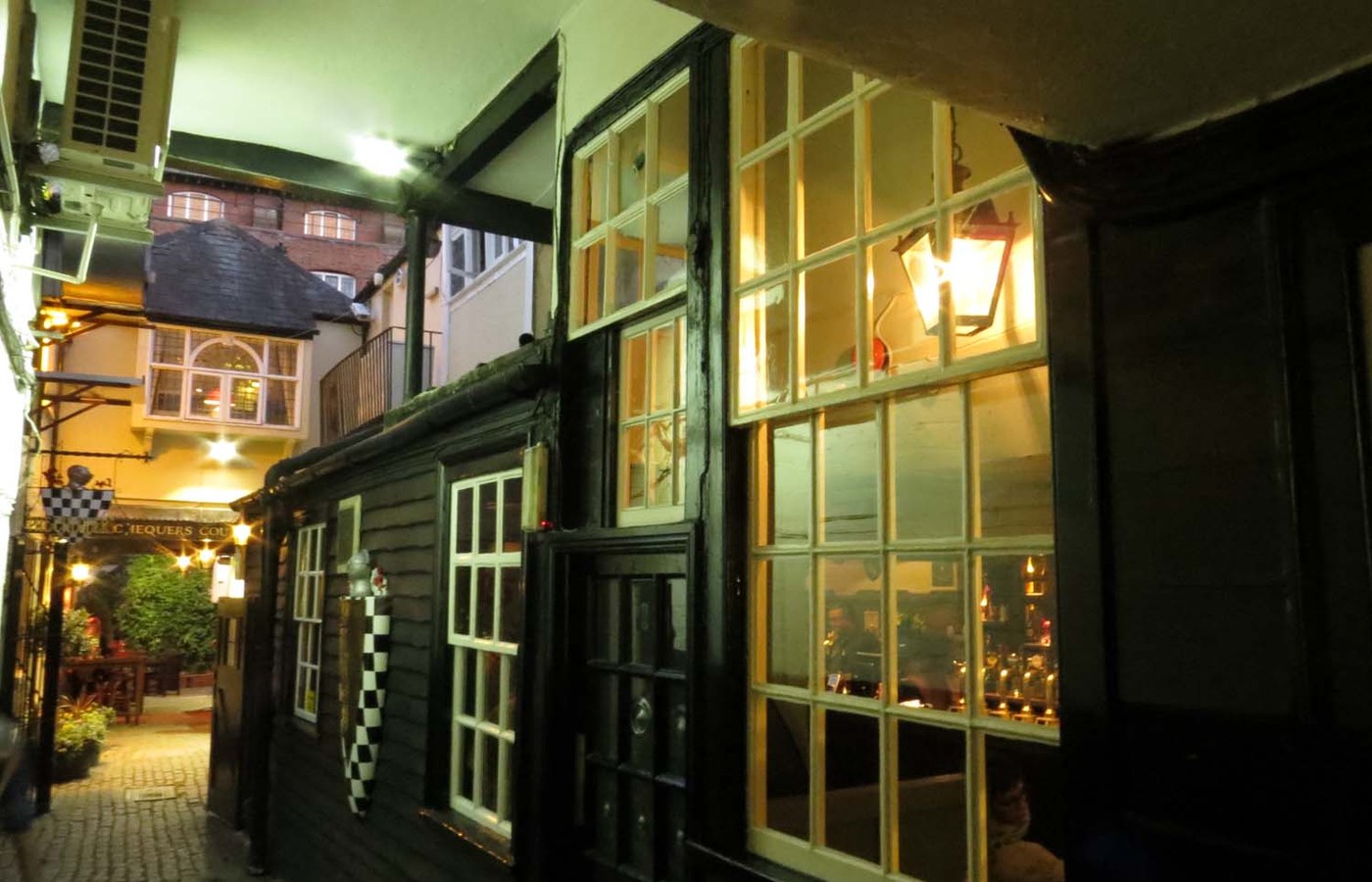 The Chequers pub off a British high street