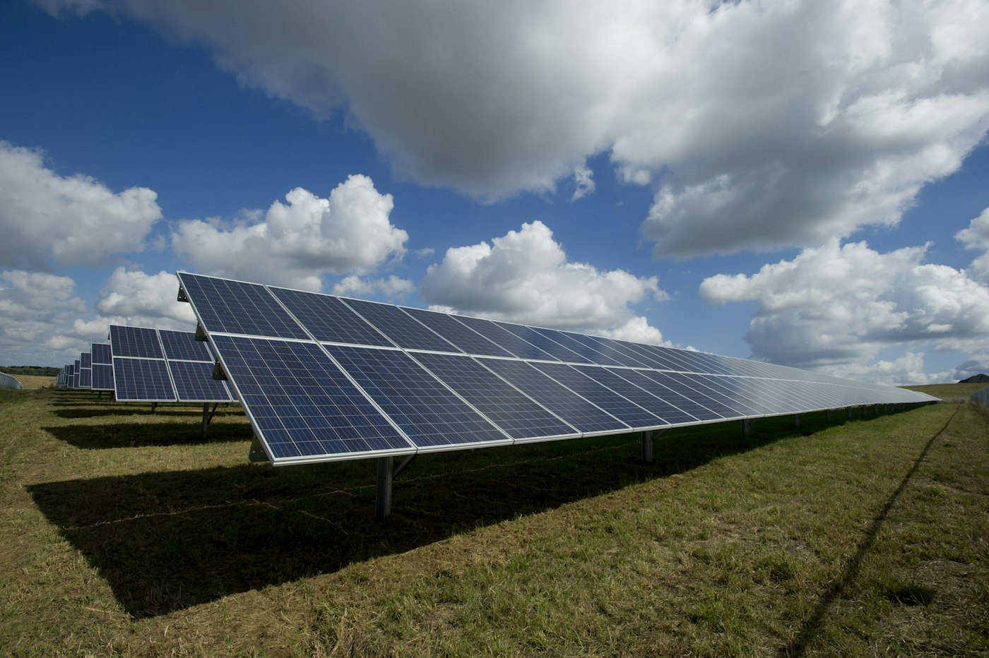 Rooftop solar panels generating renewable electricity