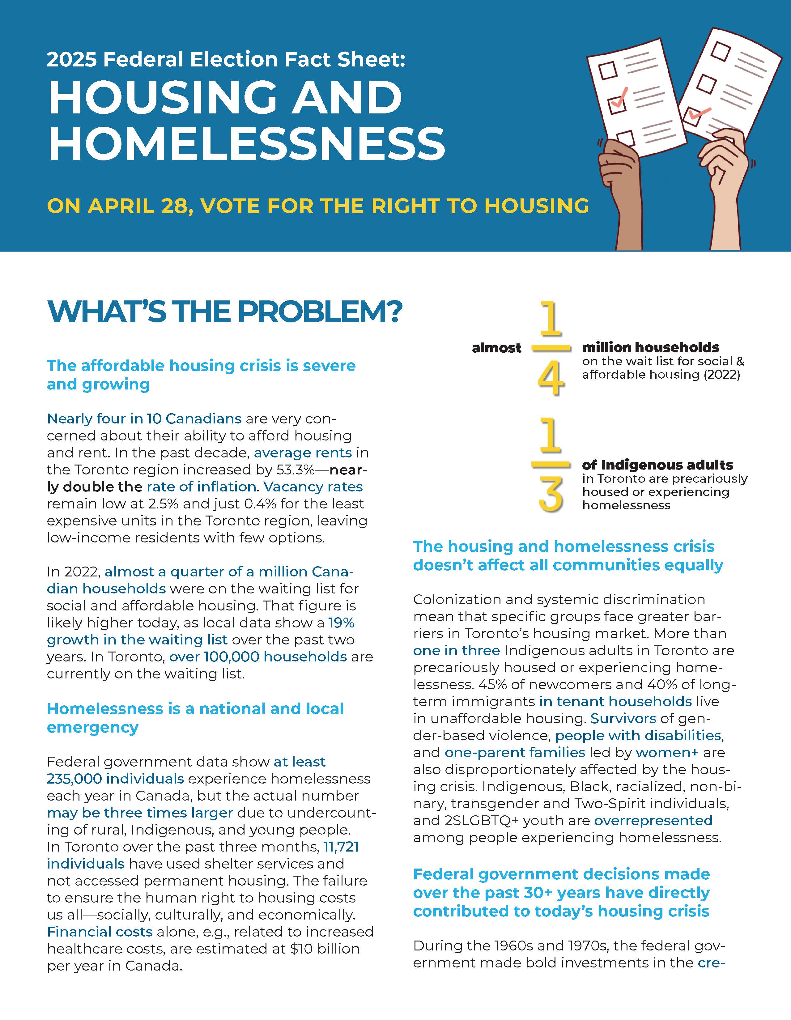 Page one of housing factsheet