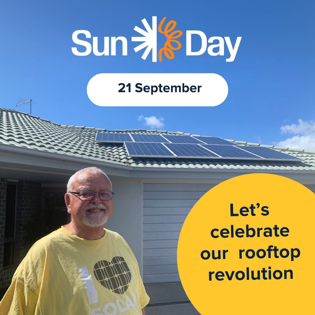 Smiling man w rooftop solar - celebrate our rooftop revolution