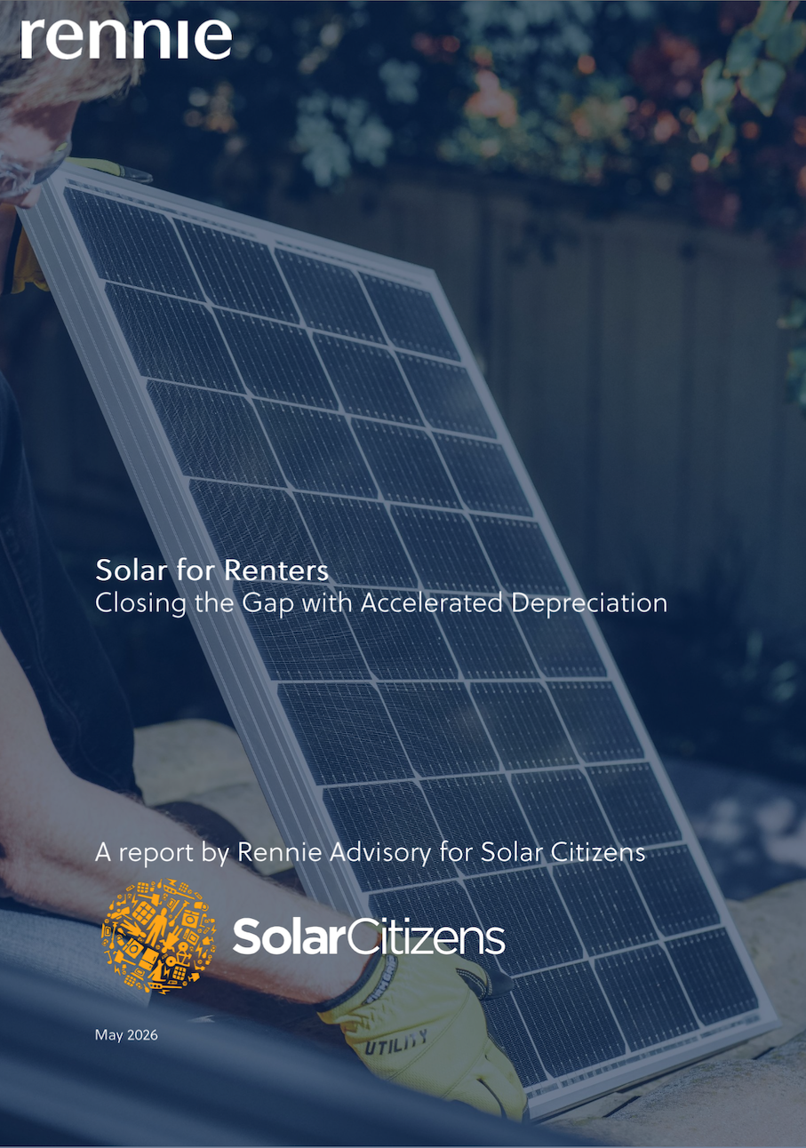 Solar for Renters - Closing the Gap with Accelerated Depreciation - report by Rennie Advisory for Solar Citizens
