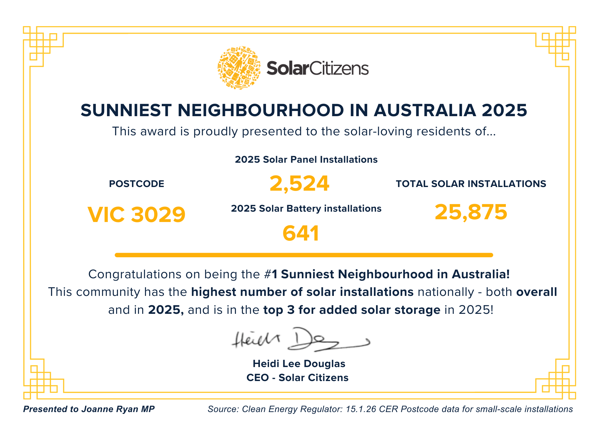 Sunniest_Neighbourhoods_Award 3029 - LALOR