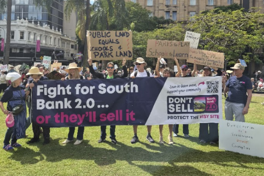 Trina at the Save Our Legacy rally in August with Don't Sell South Bank 2.0 community group