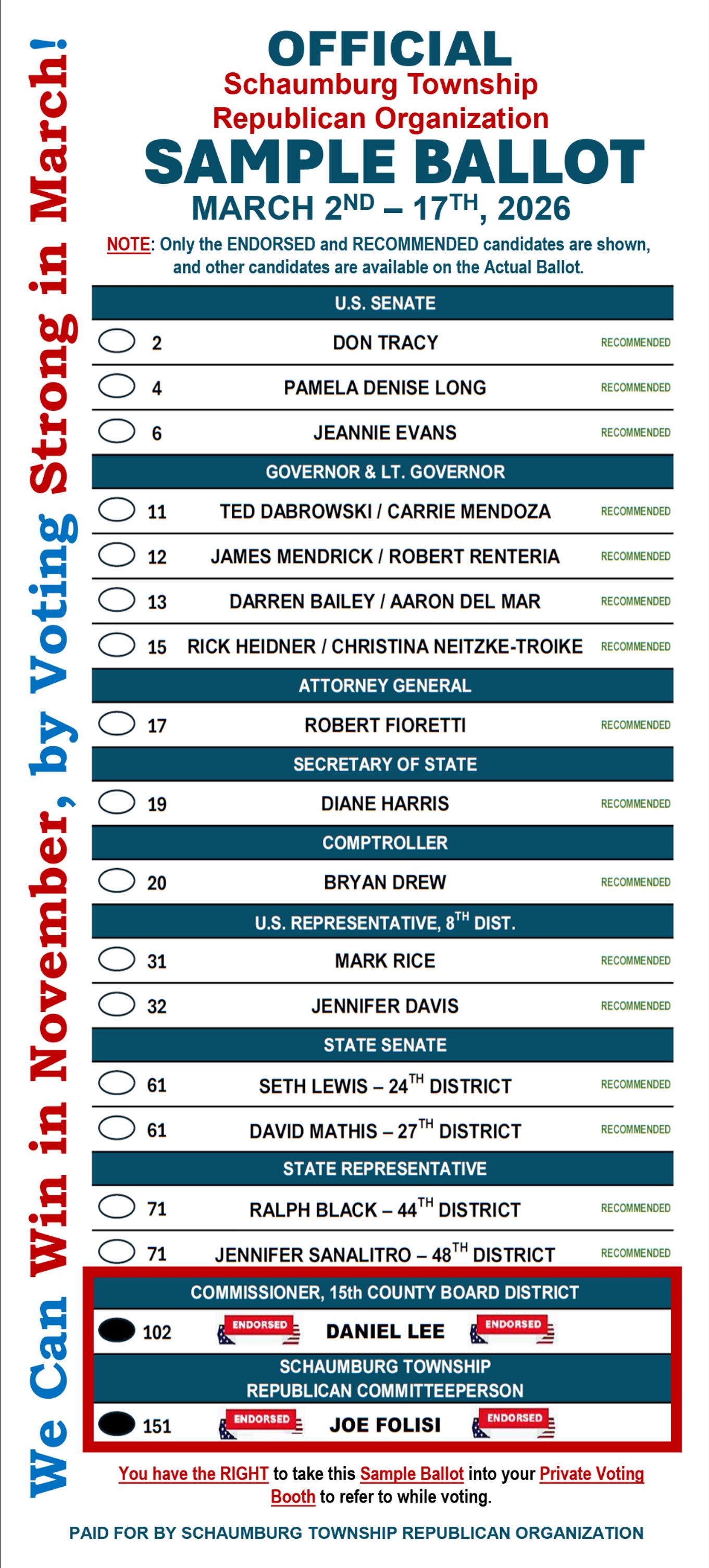 March 2026 Primary Sample Ballot