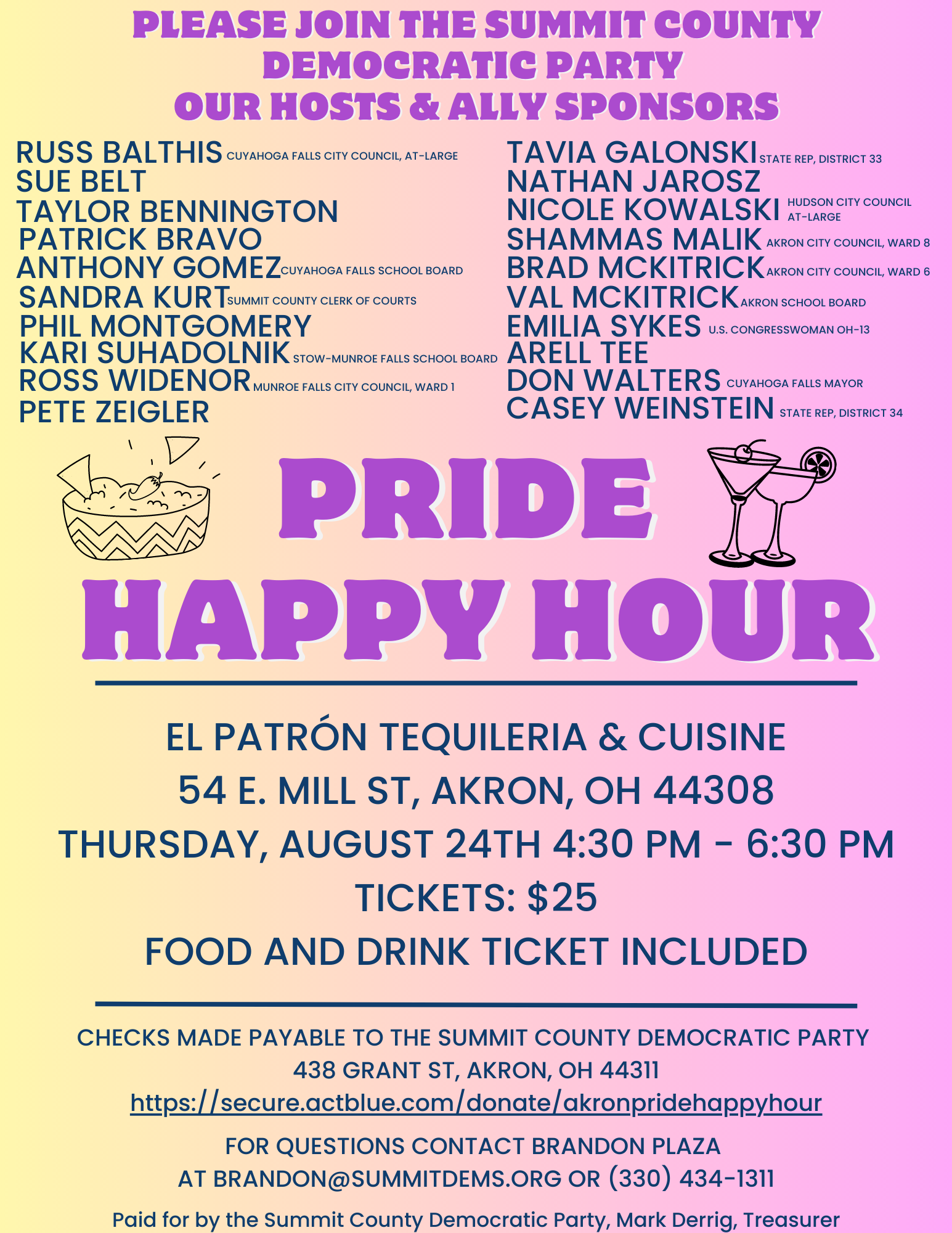 Pride Happy Hour Summit County Democratic Party