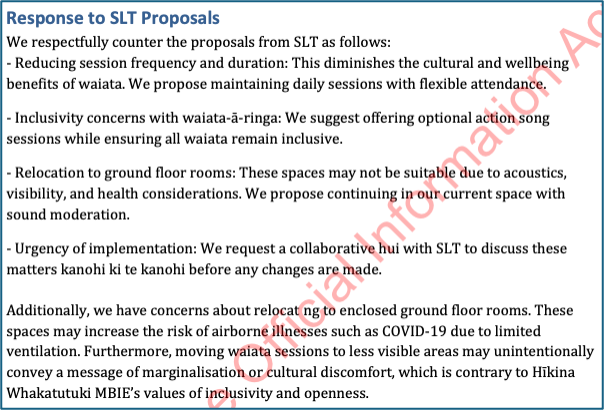 MBIE waiata response