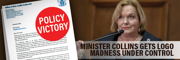 Judith Collins gets logo madness under control