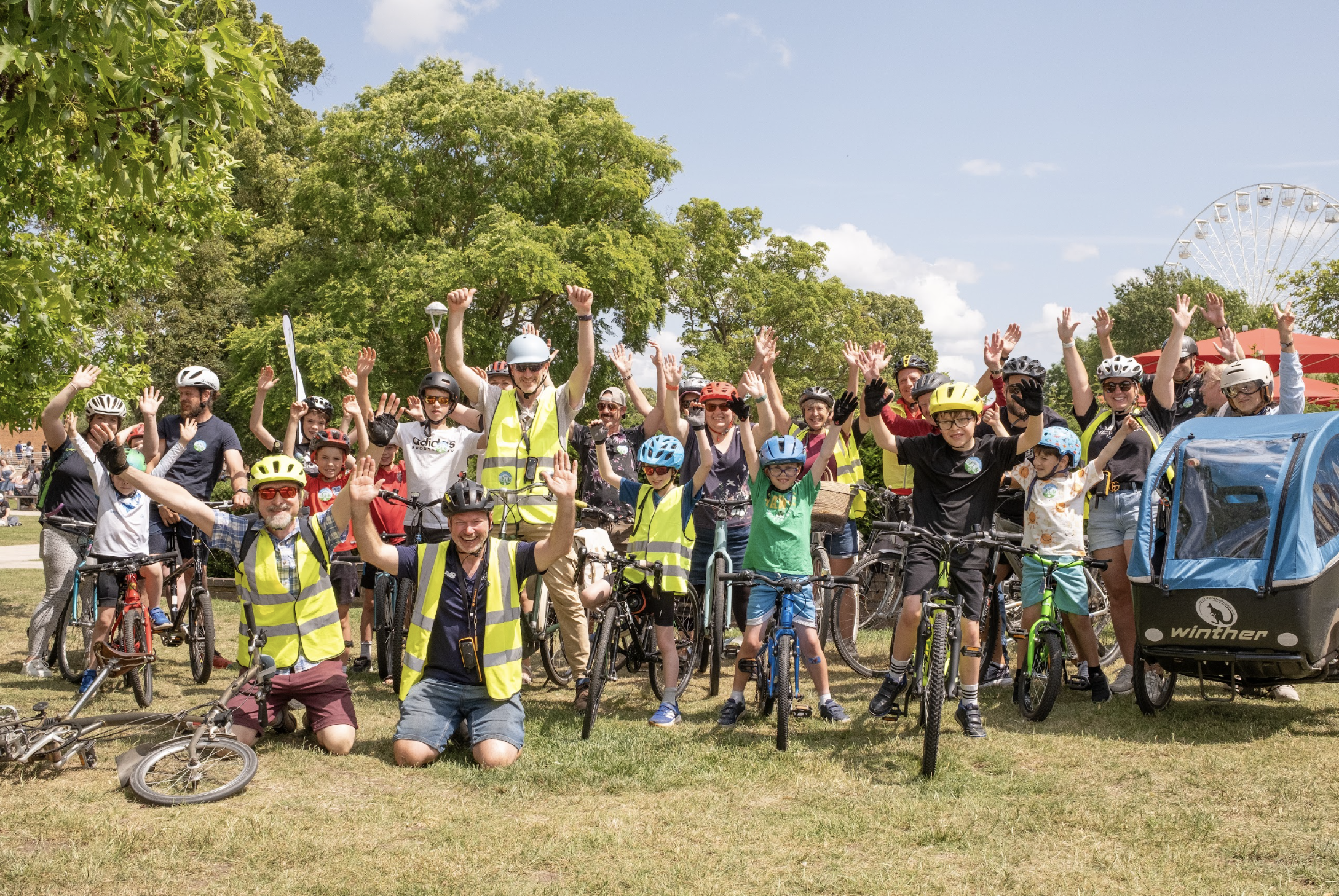 A Great Big Green Week group bike ride exploring traffic-free Stratford for all ages and abilities; Image credit: Credit: @netzerostratford @SAUClimate @stratfordclimateaction