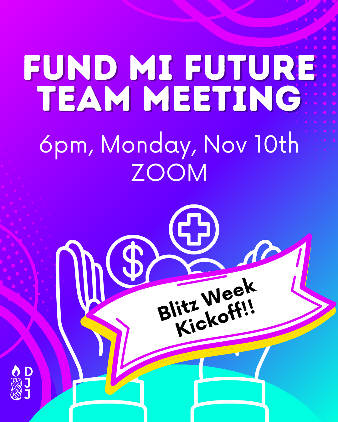A flyer for October the Fund MI Future Team Meeting