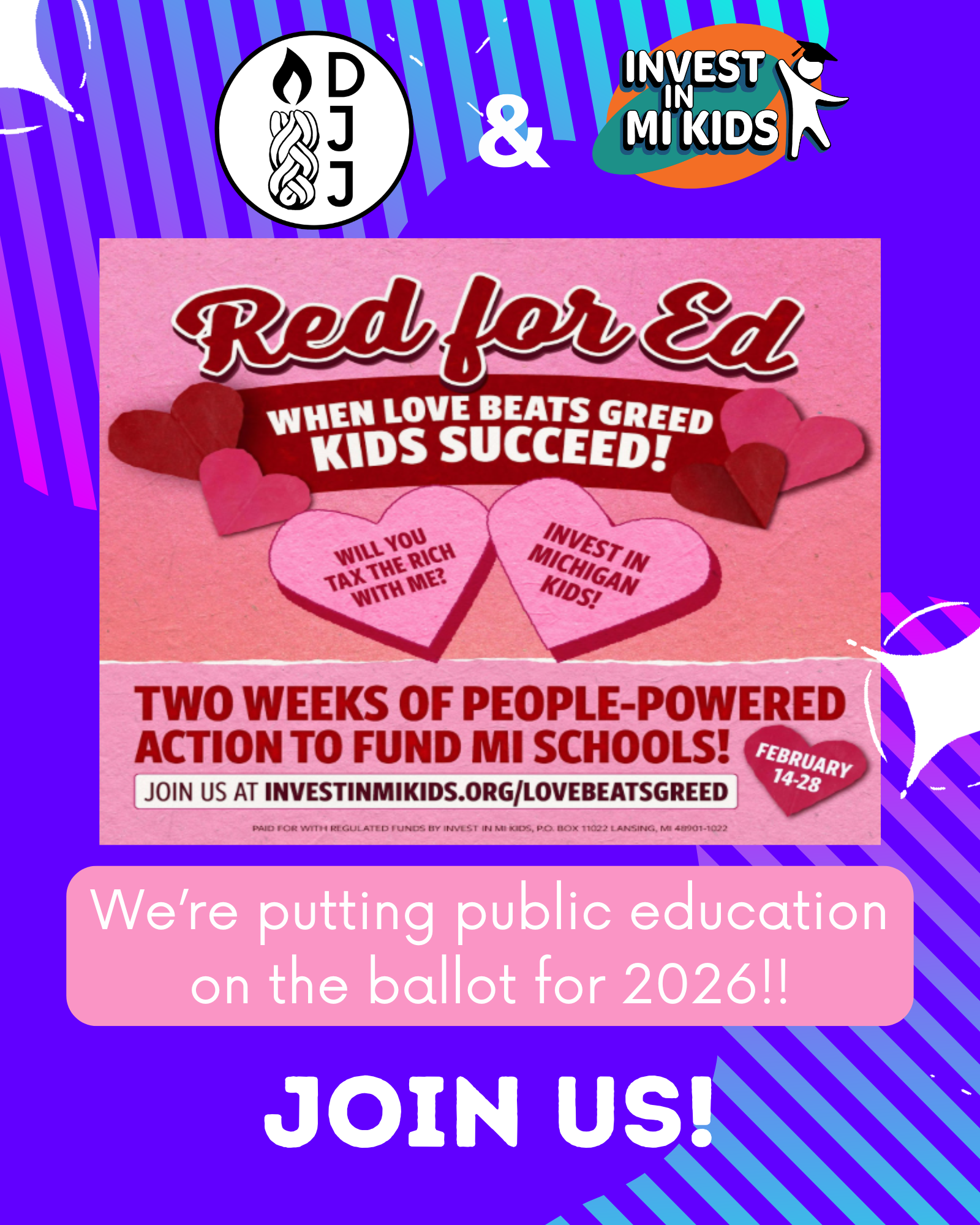 A flyer for February Fund MI Future Team Meeting