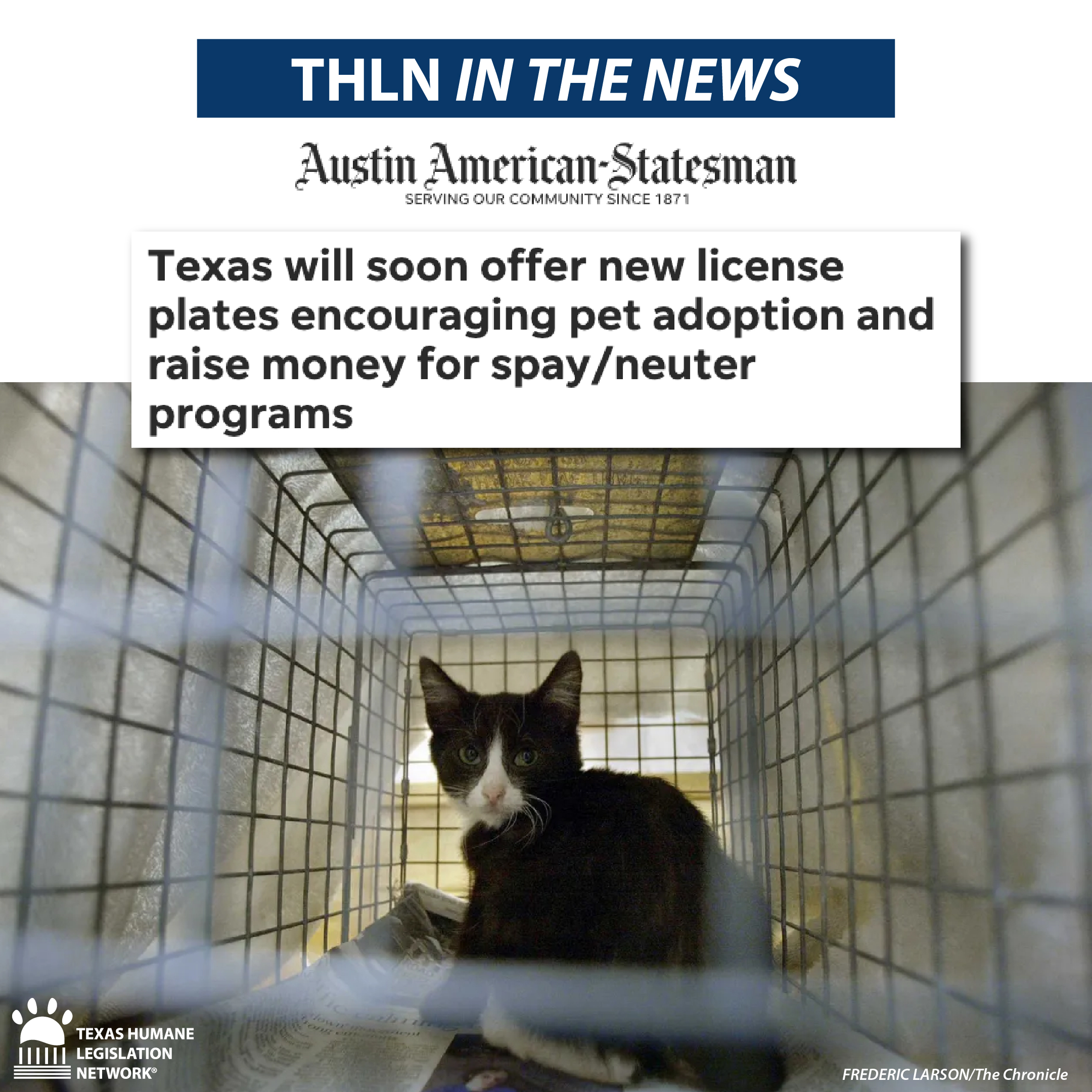 Texas will soon offer new license plates encouraging pet adoption and raise money for spay/neuter programs