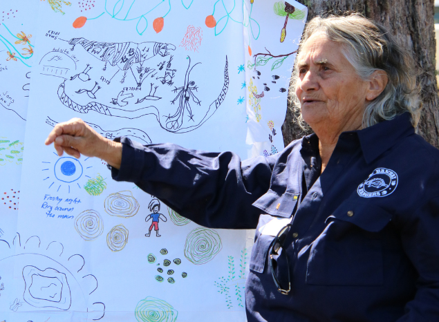 Aunty Lesley sharing culture. Photo: Mal Ridges