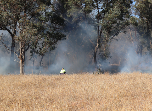 Aunty Lesley during a traditional burn on Dhunghutti Country. Photo: Michelle McKemey