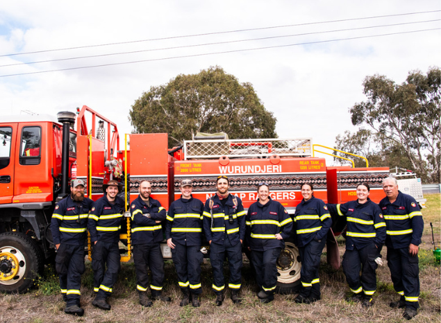 Narrap Rangers (L to R) Luke Perry, Hayden Roberts, Pat James, Zoe Cooper, Kristian Verden, Kylie D'Amico, Ainsley Smith, Gel English and James McFadyen. Photo: Annette Ruzicka