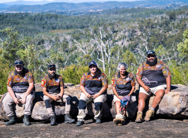 Banbai Ranger Team Jordan Jerrard, Tristan Bull, Tashami Jerrard, Aunty Lesley Patterson and Kane Patterson. Photo: Annette Ruzicka.