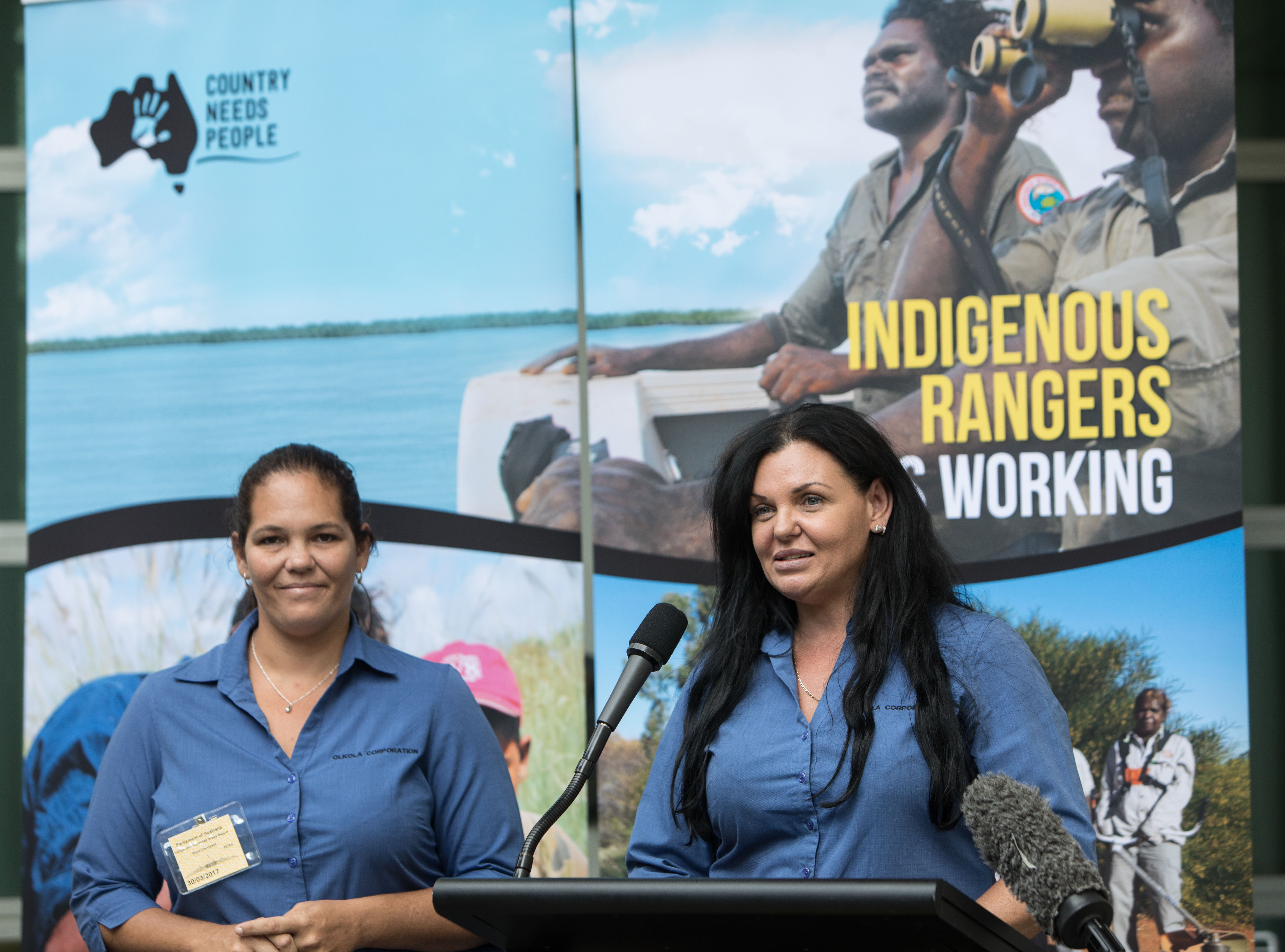 Olkola_Ranger_Tish_Ross_and_CEO_Debbie_Symonds_presenting_in_Parliament.jpg