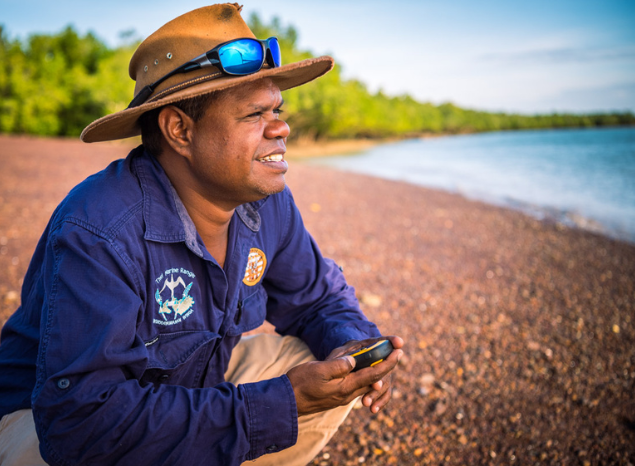 Tiwi Ranger Derek Putantatameri on Country, NT. Photo: Annette Ruzicka