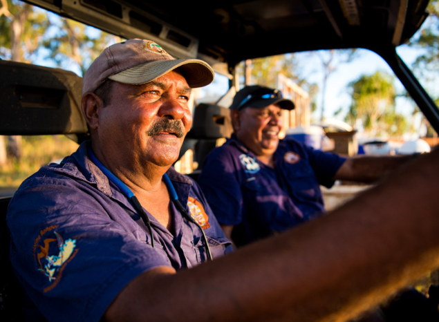 Tiwi Rangers James Desantis and Chris Long on Country. Photo: Annette Ruzicka.