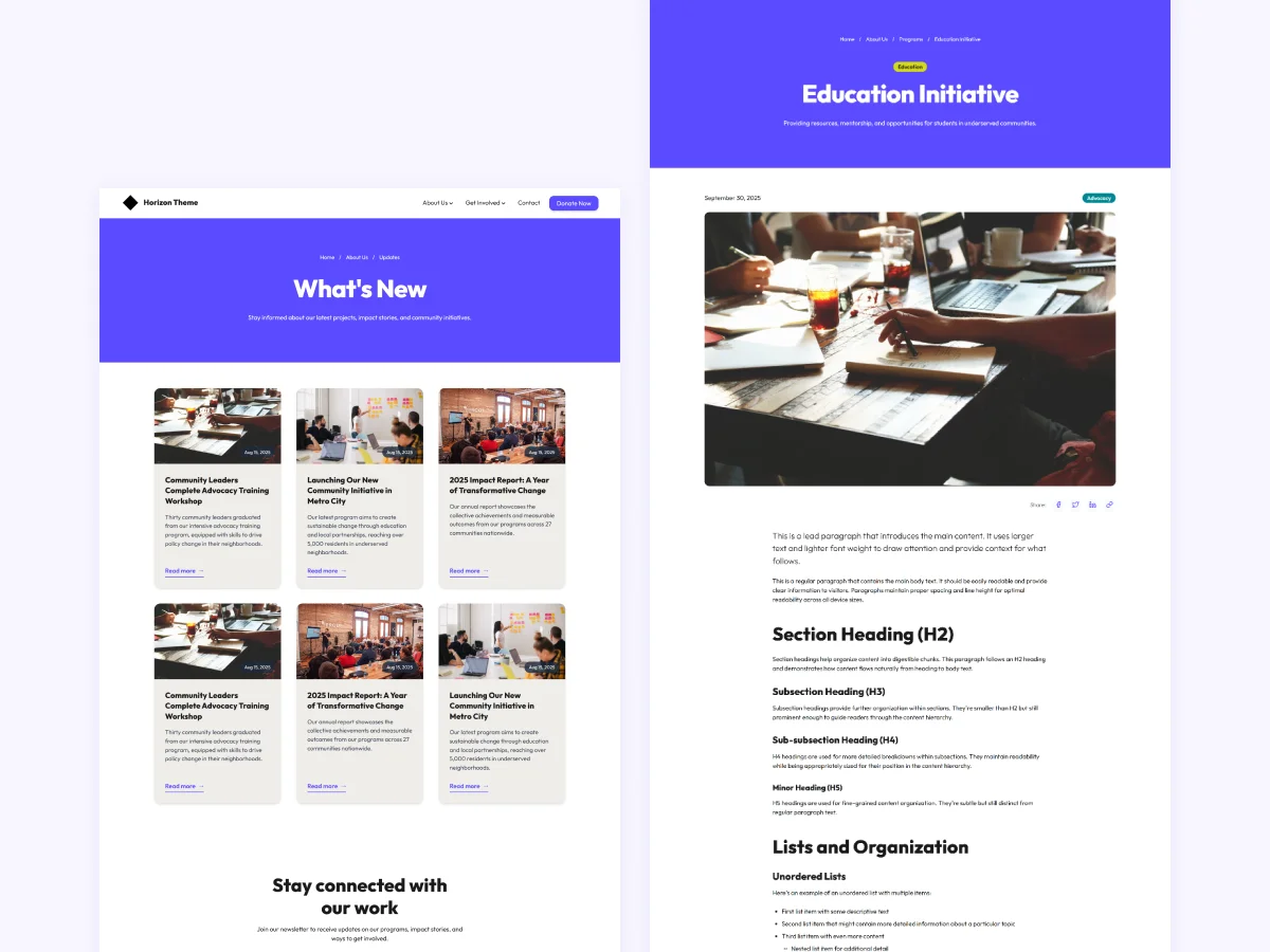 Content management from the Horizon theme