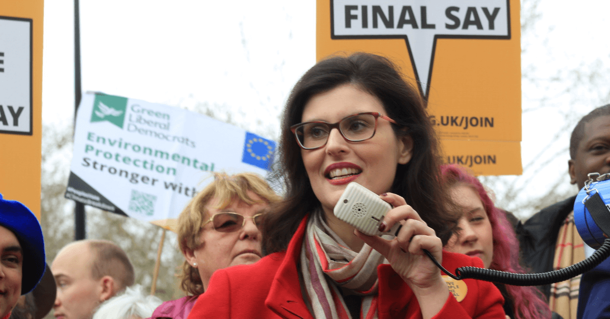 Layla Moran speaks at anti-Brexit march