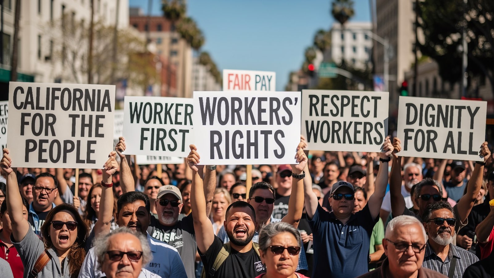 California workers and protesters