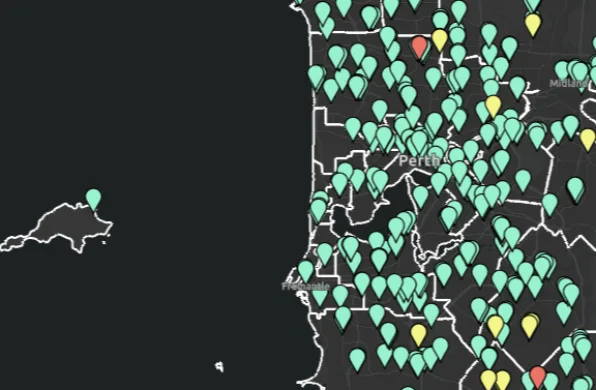 Interactive map showing proposed and approved fast food outlets across WA