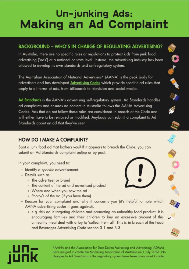 Cover of the Un-junking Ads: making an ad complaint guide