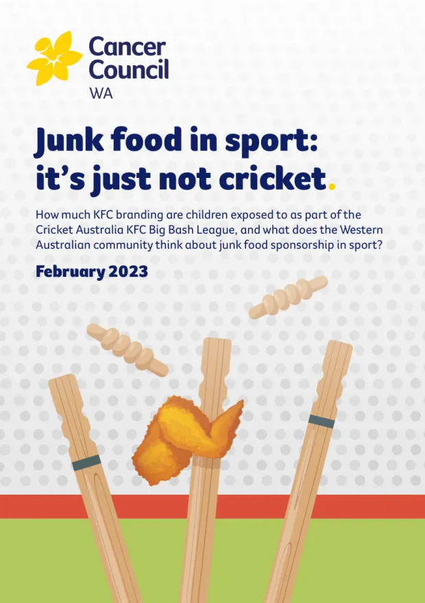 Cover of the Junk food in sport, it’s just not cricket report
