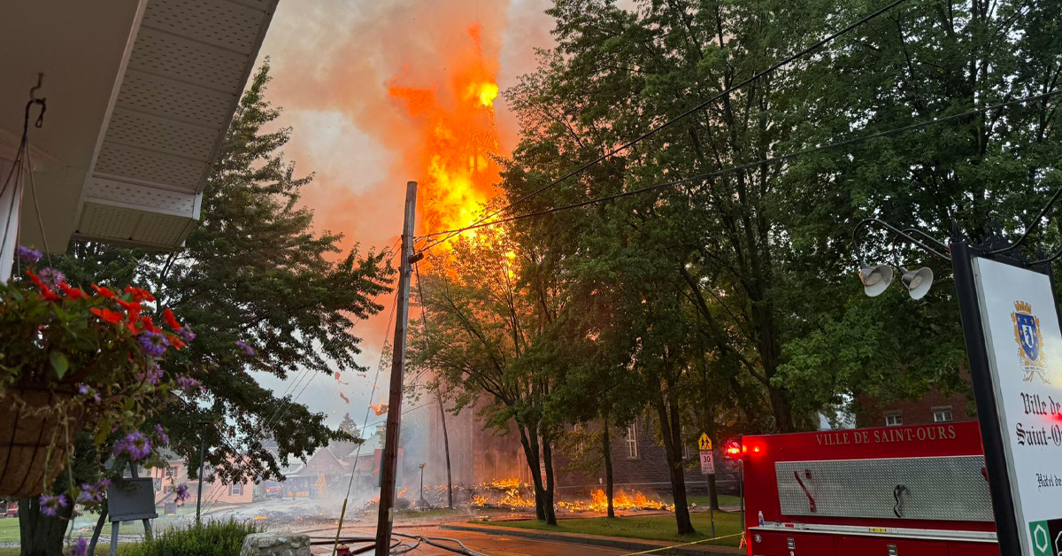 Fire guts historic Saint-Ours church amid ongoing wave of church attacks across Canada