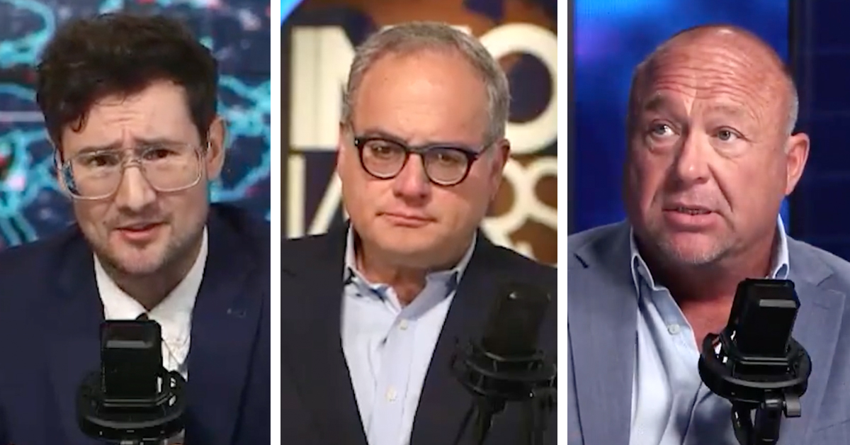 Ezra Levant condemns rising antisemitism during Infowars broadcasts with Alex Jones, Harrison Smith