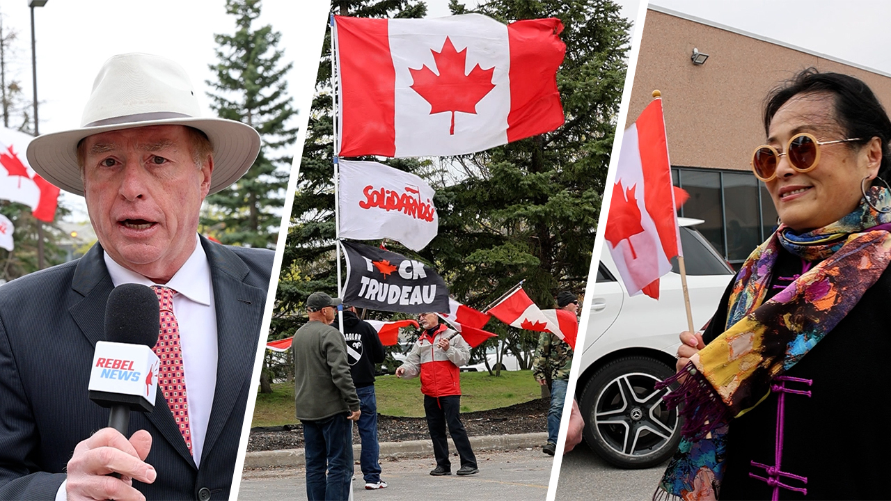 Enough is enough! Canadian patriots demonstrate outside a Markham, Ont. business association said to be housing a CCP police station