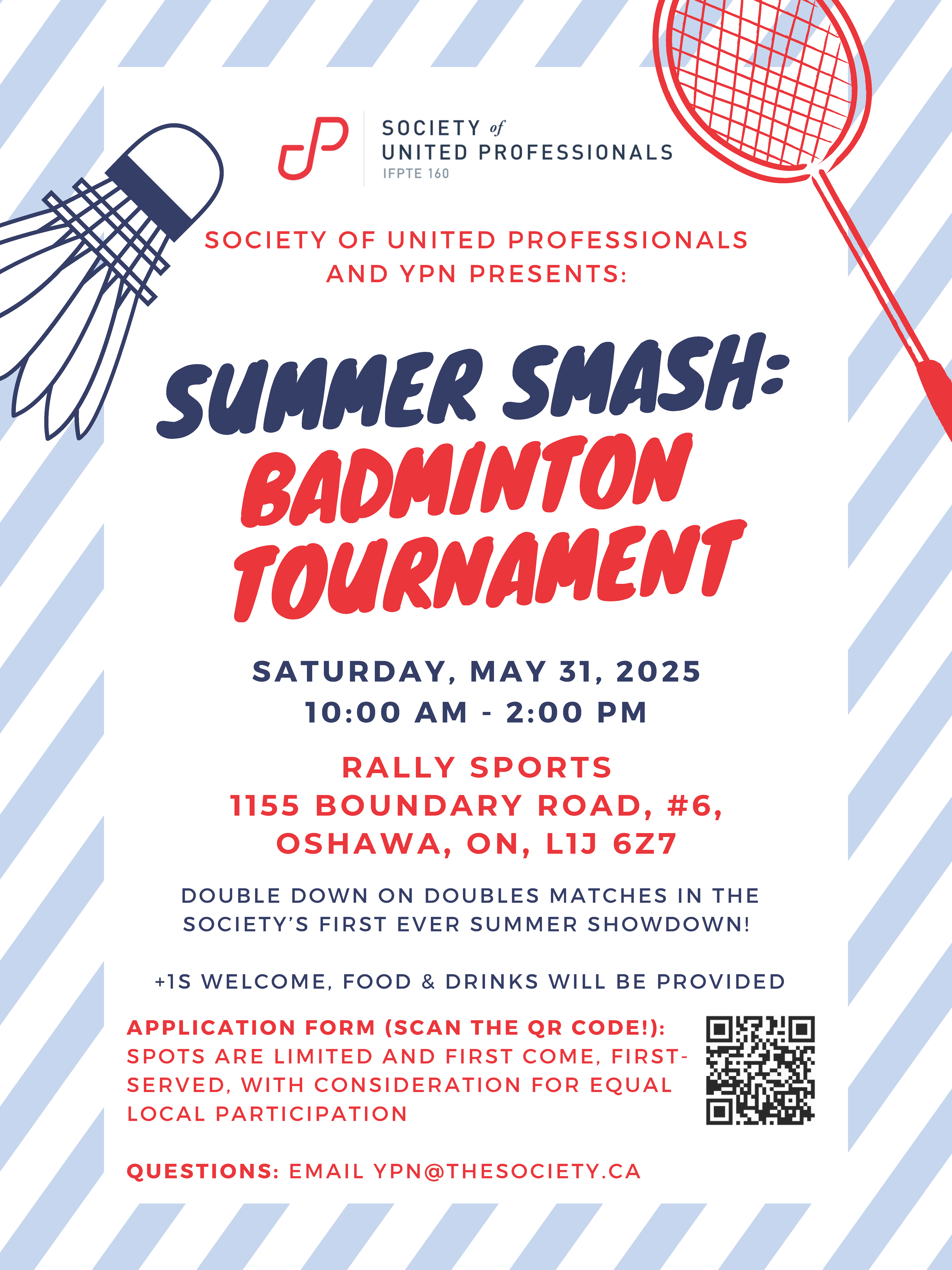 Join the Society’s first-ever badminton tournament in Oshawa