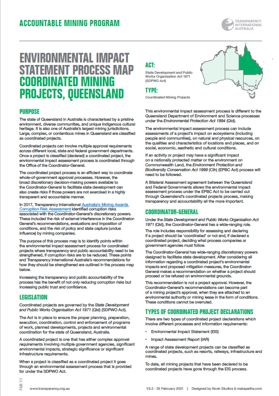 Environmental impact statement process map for Queensland