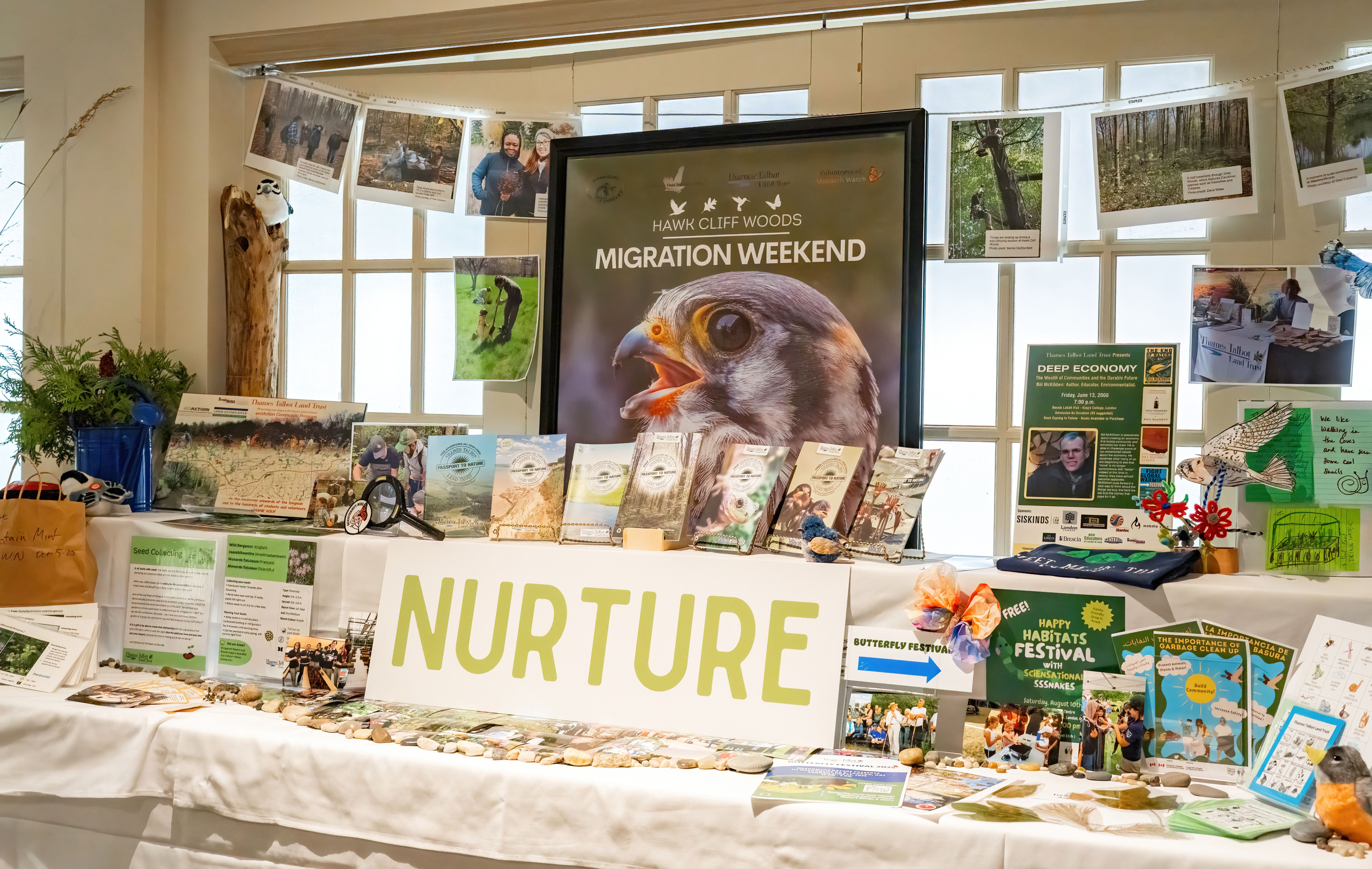A table of displays labelled Nurture