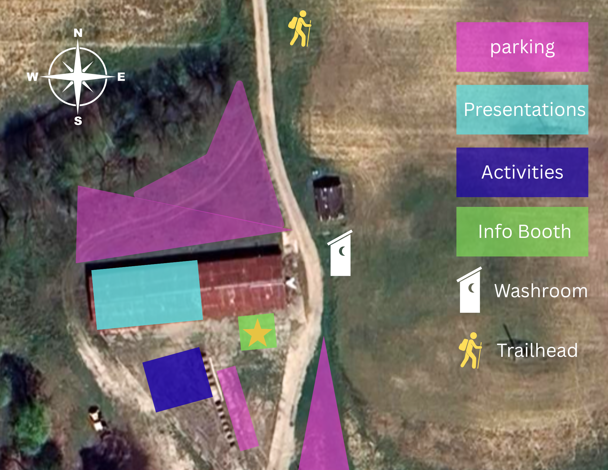Event map layout with colours and symbols