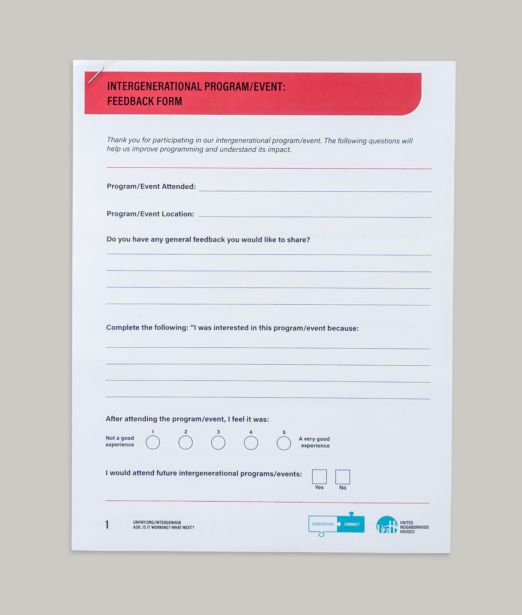 Intergenerational Event/Program Feedback Form
