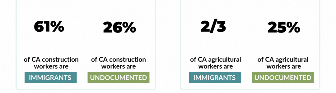 Charts on Immigrant and Undocumented Workers' Contributions to California's Construction and Agriculture Industries