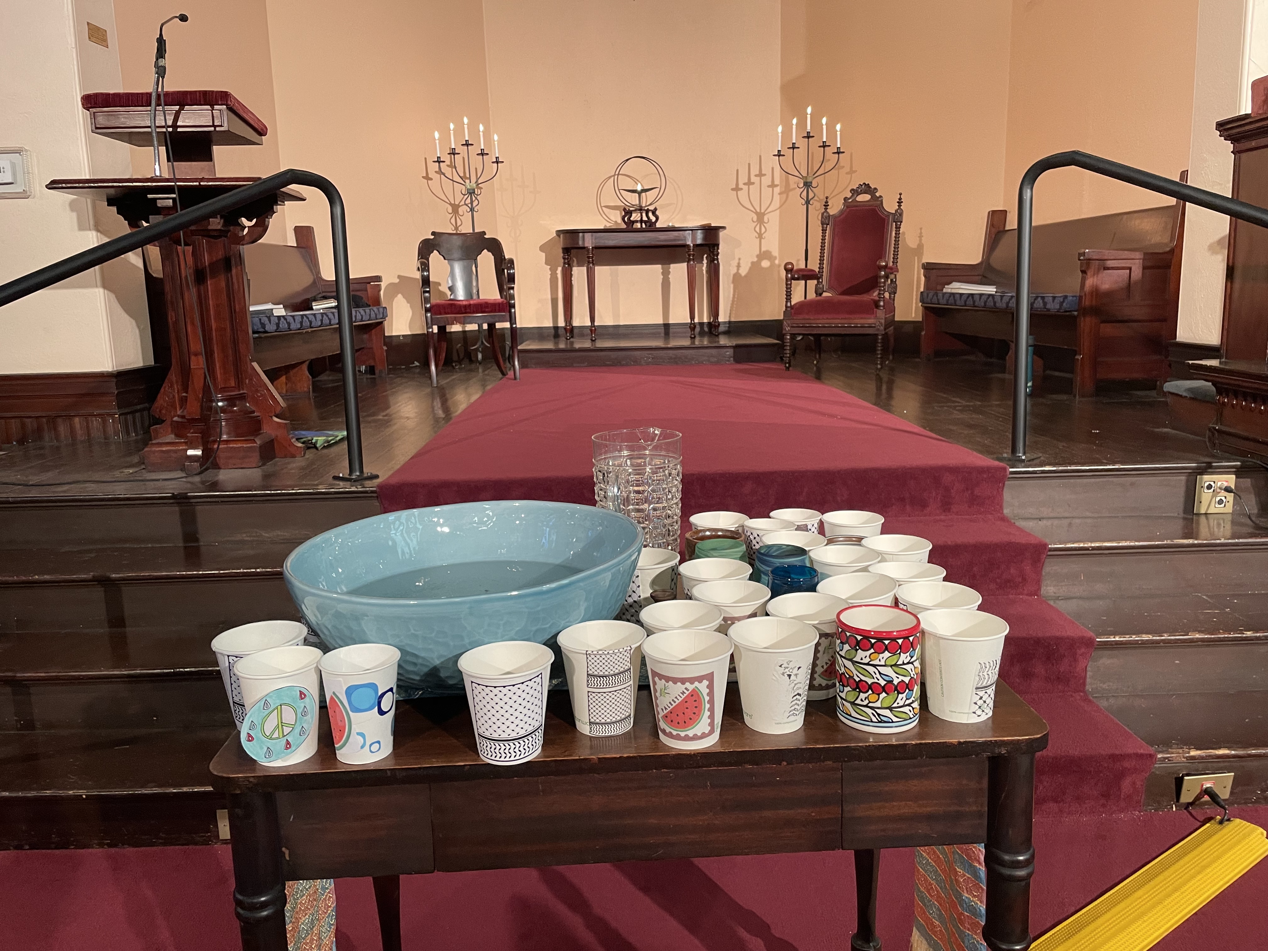 empty cups for Gaza on a ceremonial table empty cups for Gaza on a ceremonial table