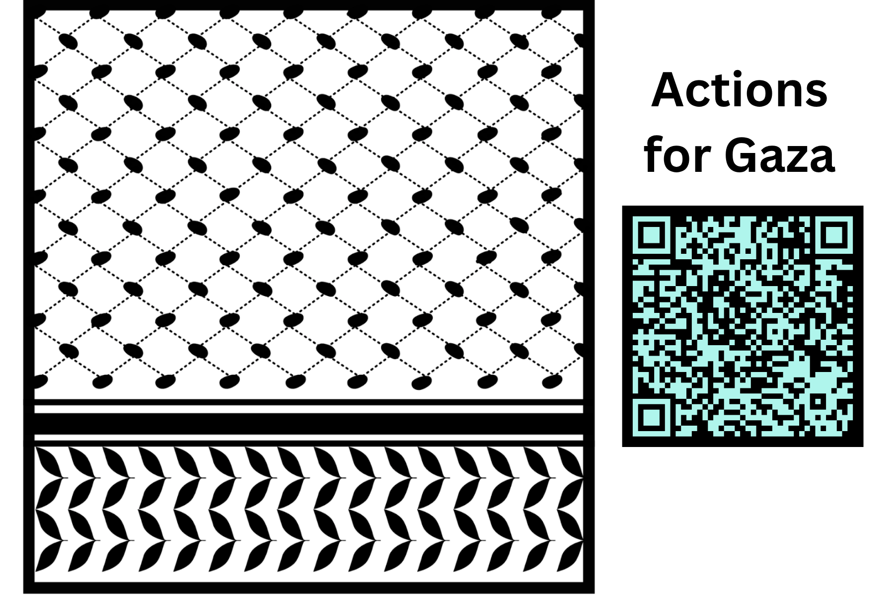 2025 Empty Cups for Gaza with QR code keffiyeh and QR code on blue plastic cup