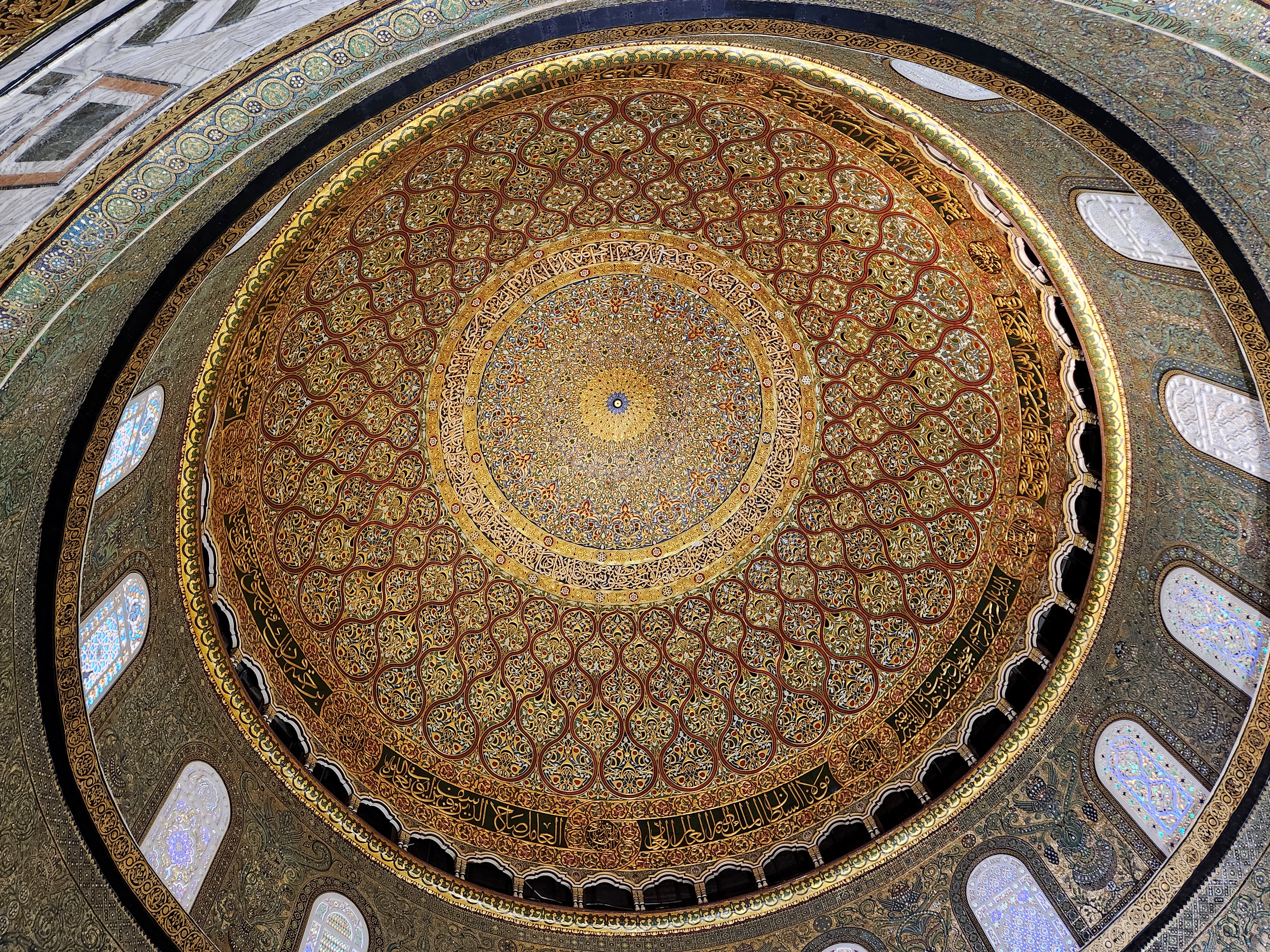 Inside view of Dome of the Rock dome, Jerusalem