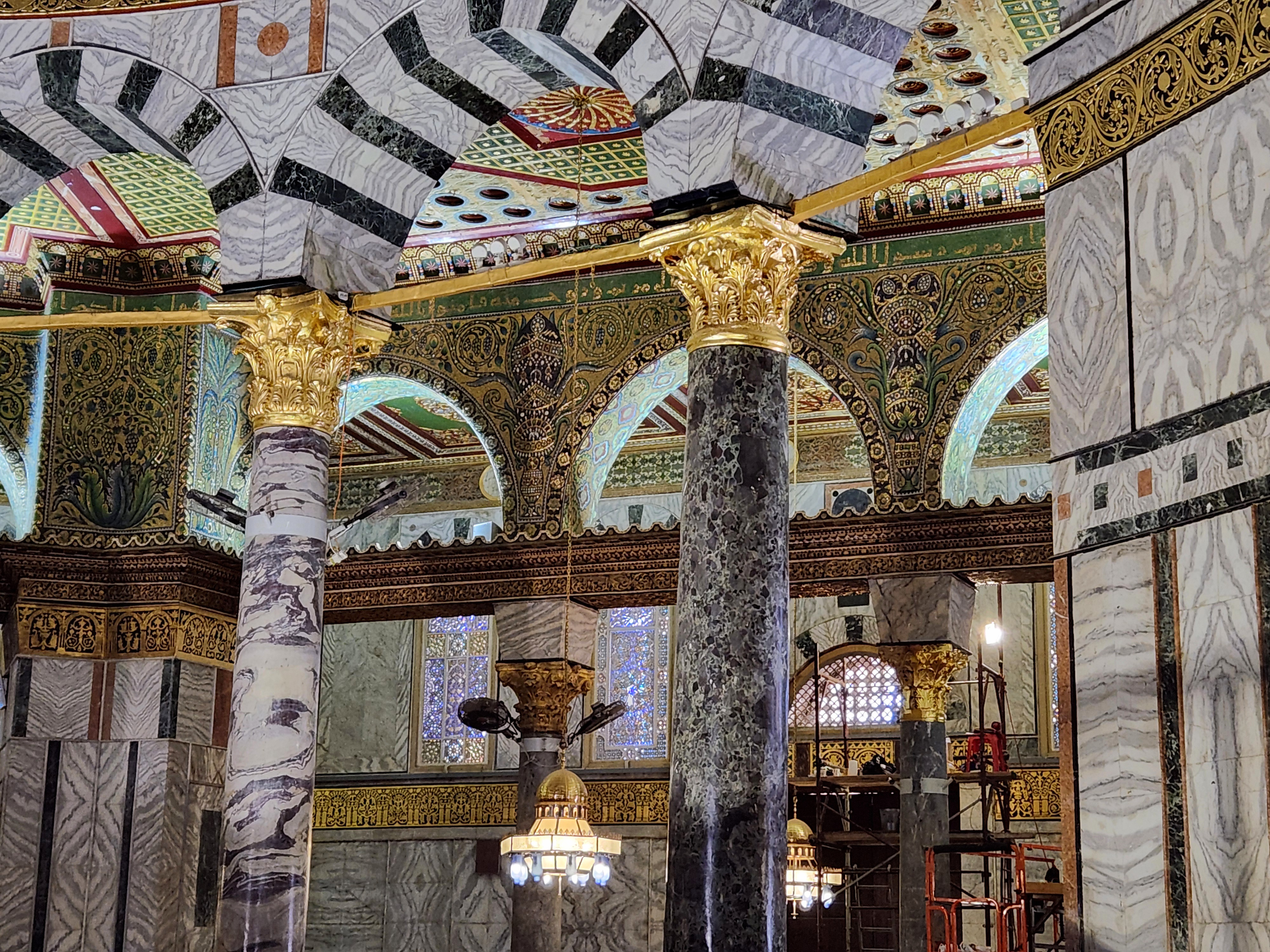 Columns inside Dome of the Rock mosque, Jerusalem