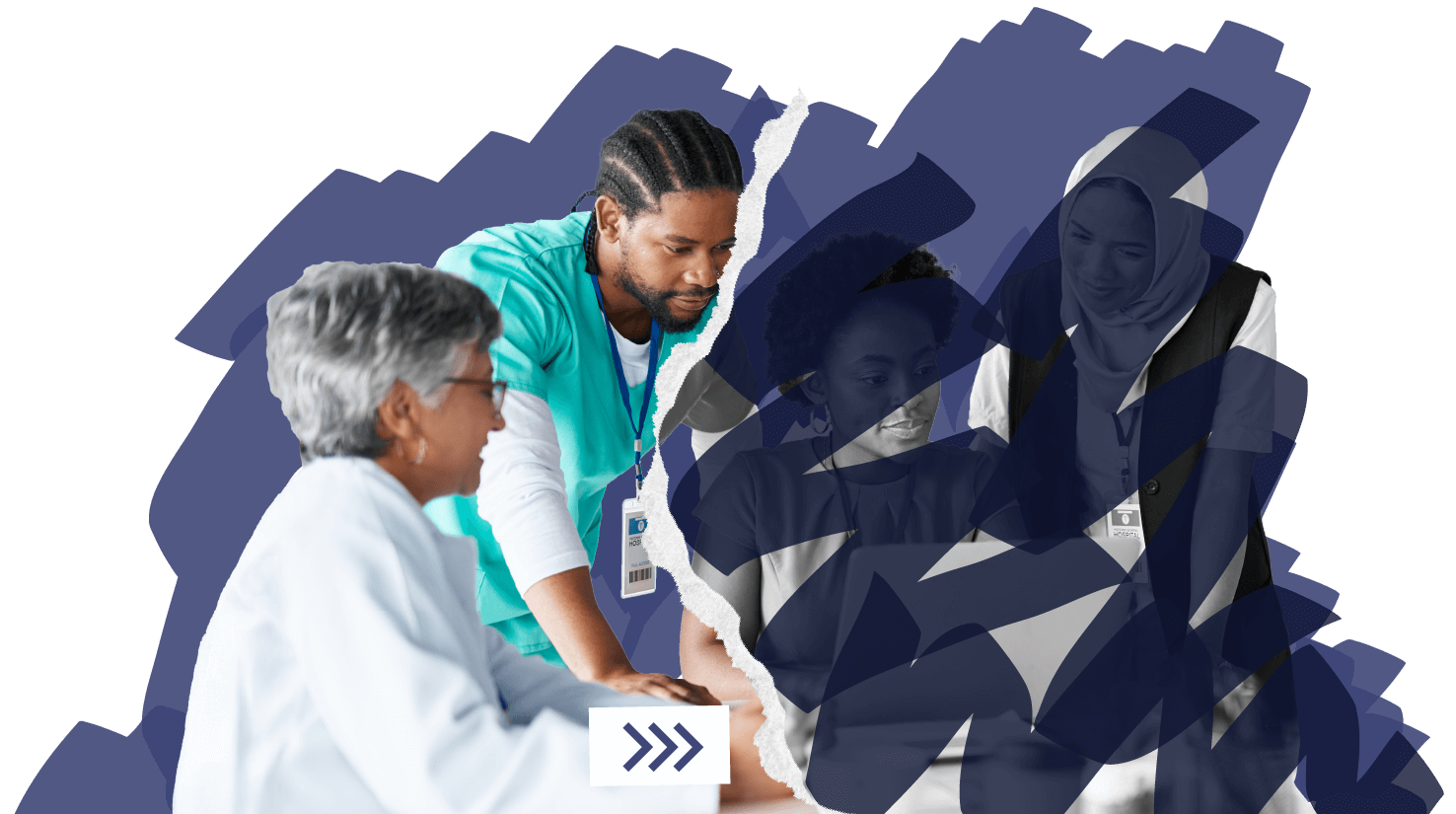 Group of health care workers, with half missing