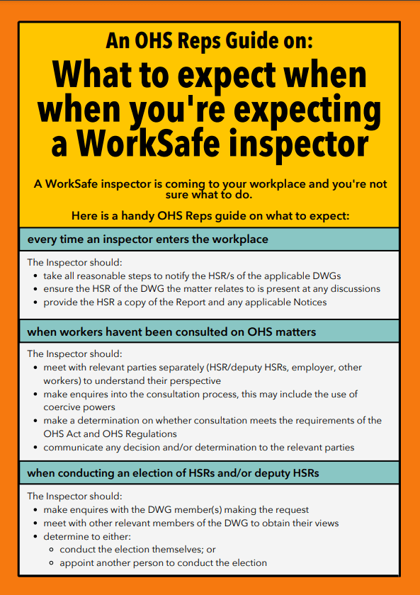 What to expect when you're expecting a WorkSafe Inspector OHS Reps