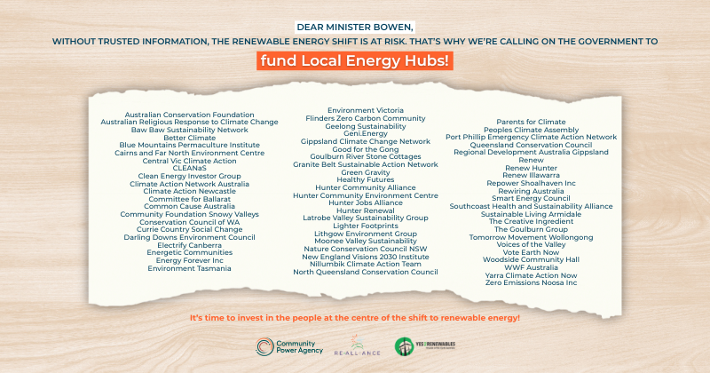 Over 50 groups call for Local Energy Hubs to plug critical gap in renewable rollout